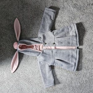 Grey/pink girls bunny jacket (12-18m)